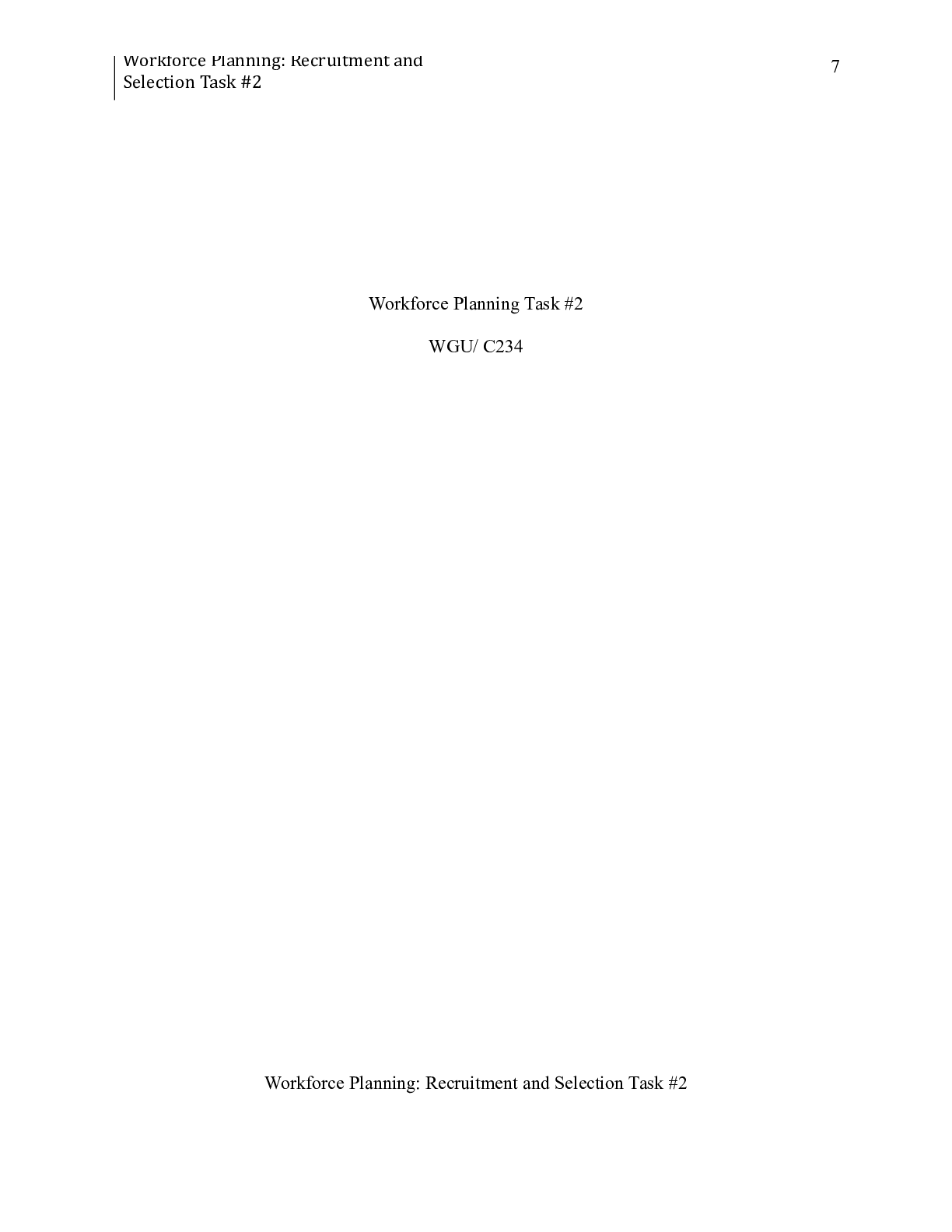 Preview image of Workforce-Management-Paper2.docx   Workforce Planning Task #2 WGU/ C234 Workforce Planning document